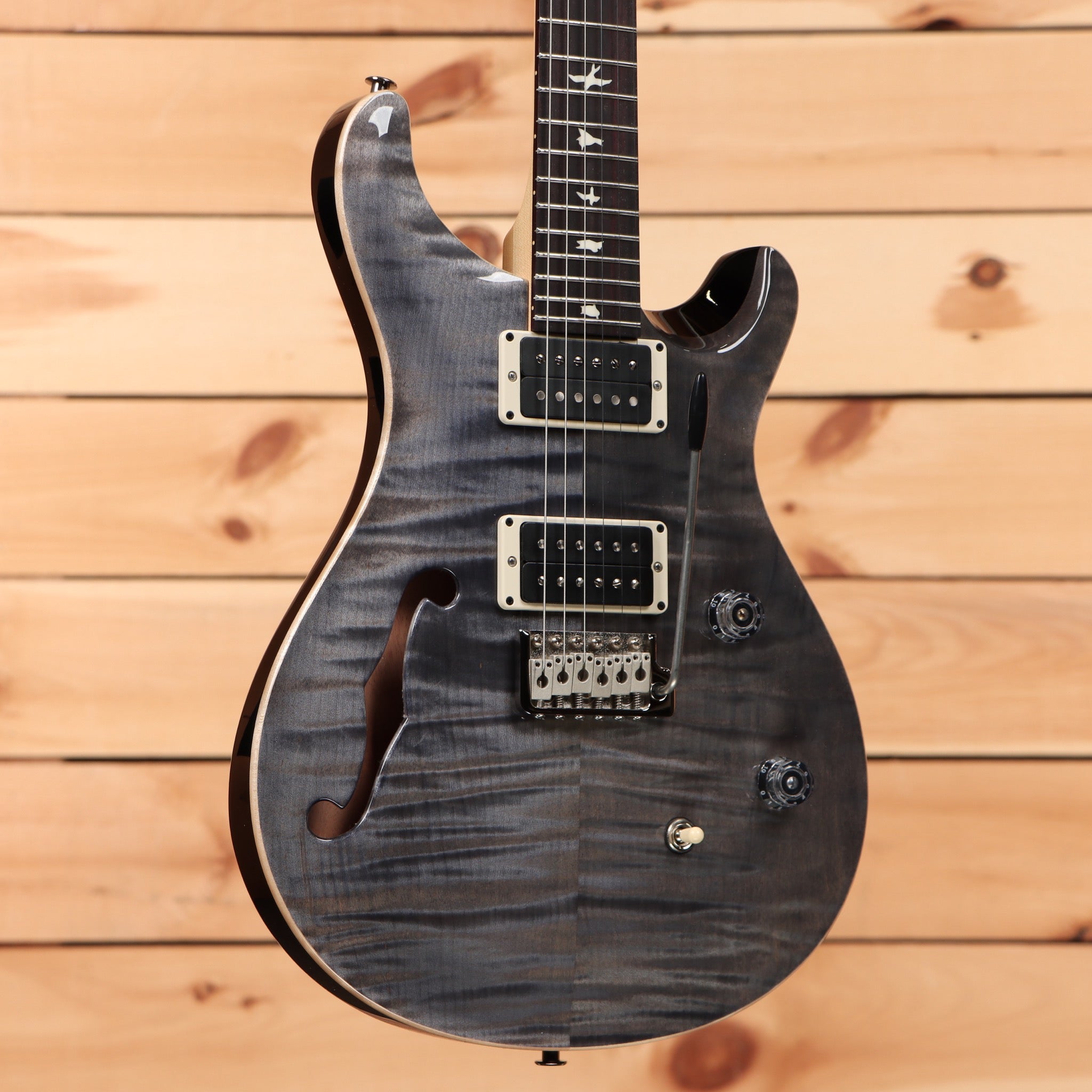 Paul Reed Smith CE 24 semi-hollow electric guitar faded gray black with dual humbucker pickups and f-hole