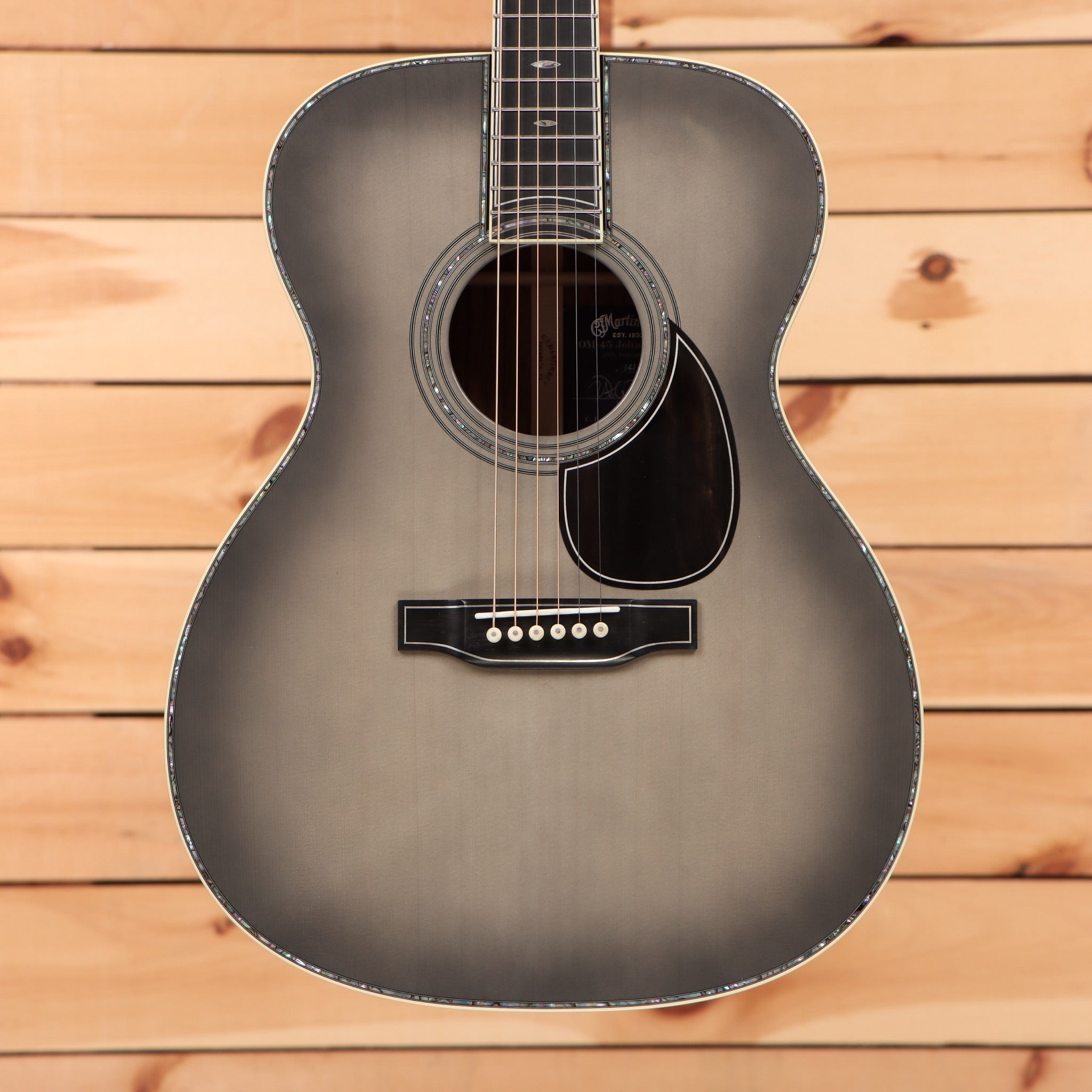 Martin Limited 20th Anniversary John Mayer OM45JM acoustic guitar Platinum Gray Burst with 12-string configuration