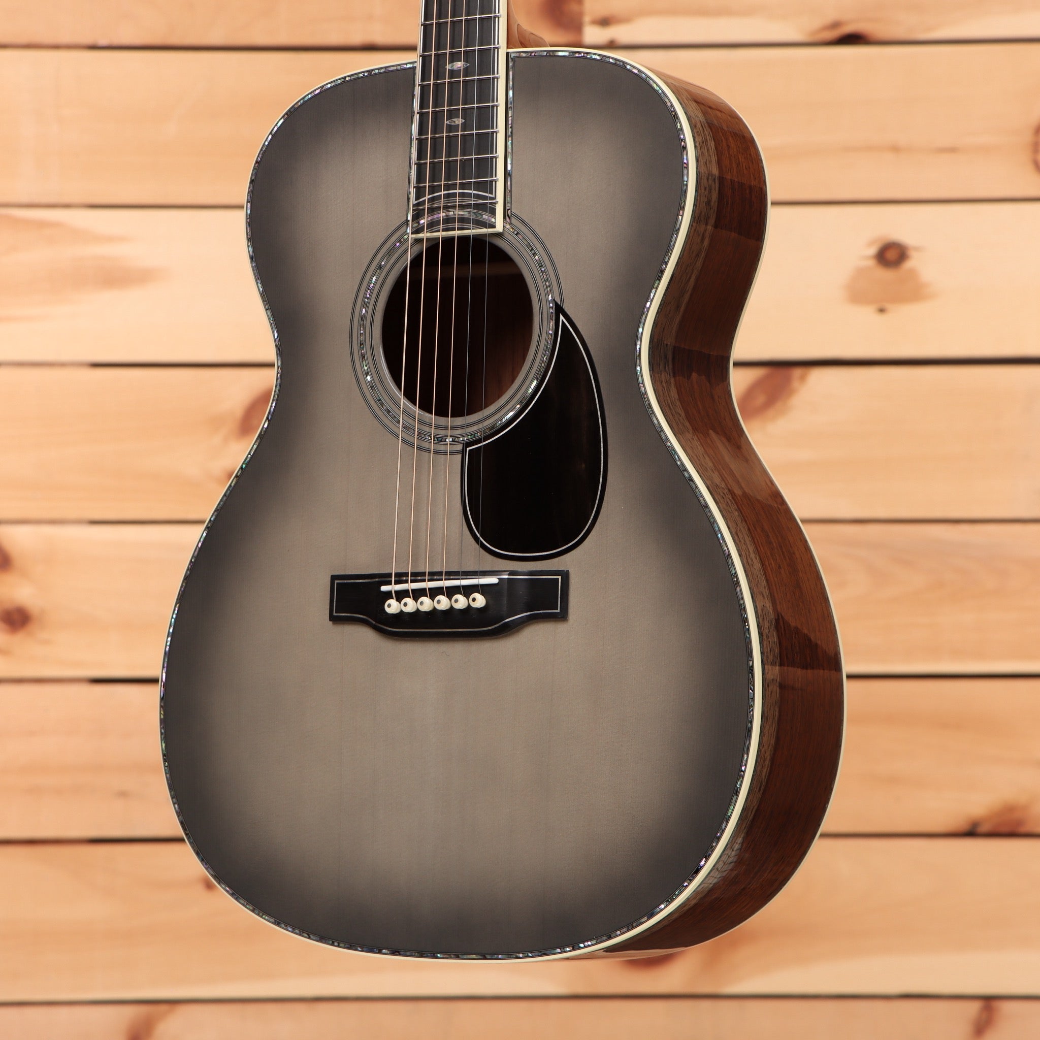 Martin Limited 20th Anniversary John Mayer OM45JM acoustic guitar Platinum Gray Burst with white binding