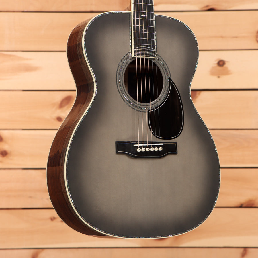 Martin Limited 20th Anniversary John Mayer OM45JM acoustic guitar Platinum Gray Burst with abalone binding