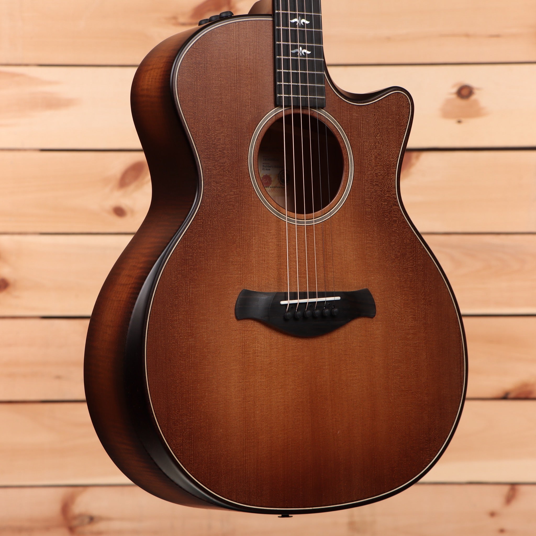 Taylor 614ce Builders Edition acoustic-electric guitar Wild Honey Burst with venetian cutaway