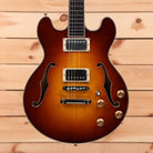 Eastman T184MX semi-hollow body electric guitar Goldburst with dual humbucker pickups and f-holes