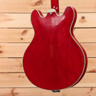 Eastman T64VRD semi-hollow body electric guitar antique red with cream binding and f-holes