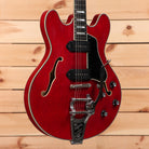 Eastman T64VRD semi-hollow body electric guitar Antique Red with f-holes and black pickguard