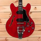 Eastman T64VRD semi-hollow electric guitar antique red with f-holes and bigsby tremolo bridge