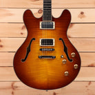 Eastman T186MX semi-hollow electric guitar Goldburst flamed maple top with f-holes
