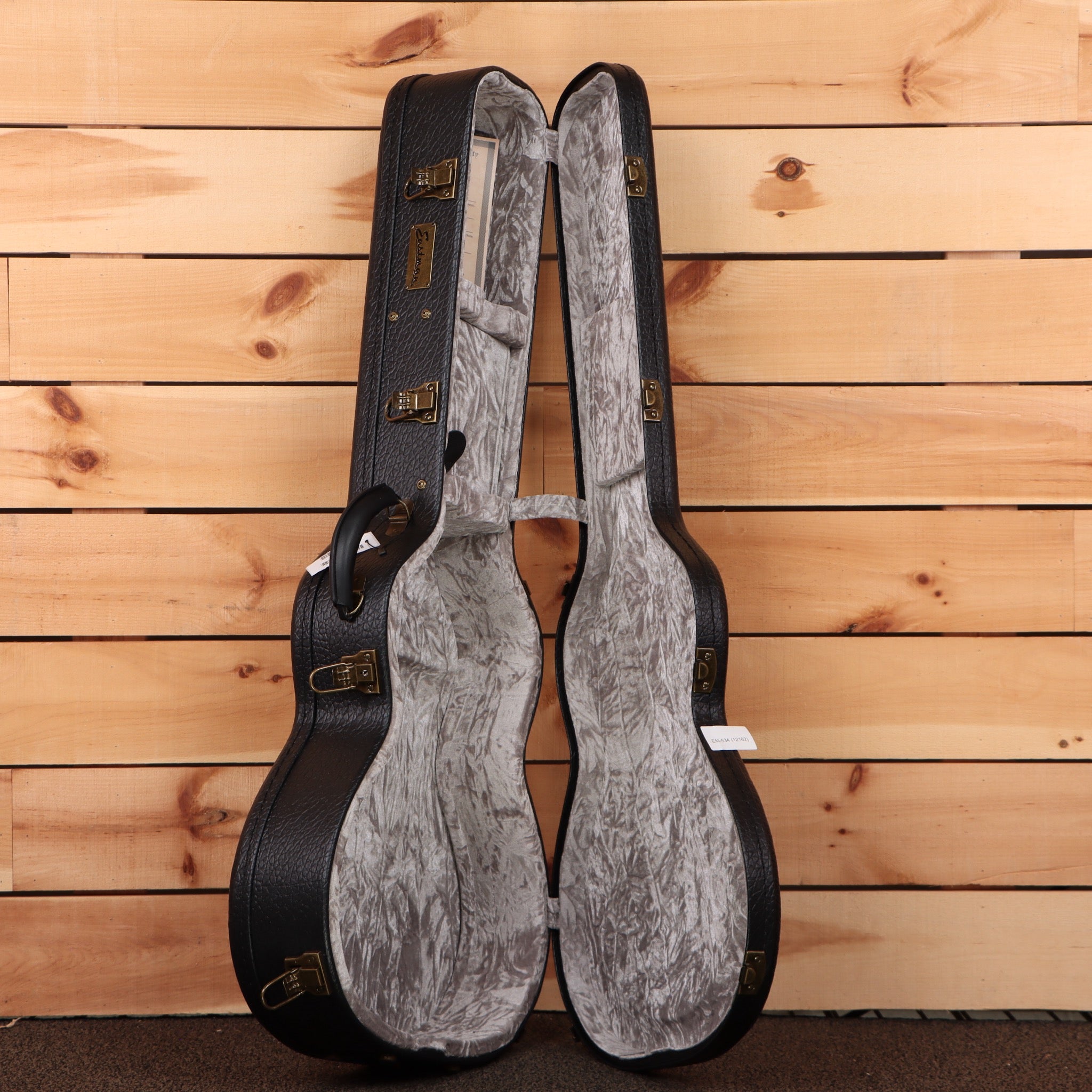 Eastman Los SQS natural semi-hollow electric guitar with grey damask interior case lining