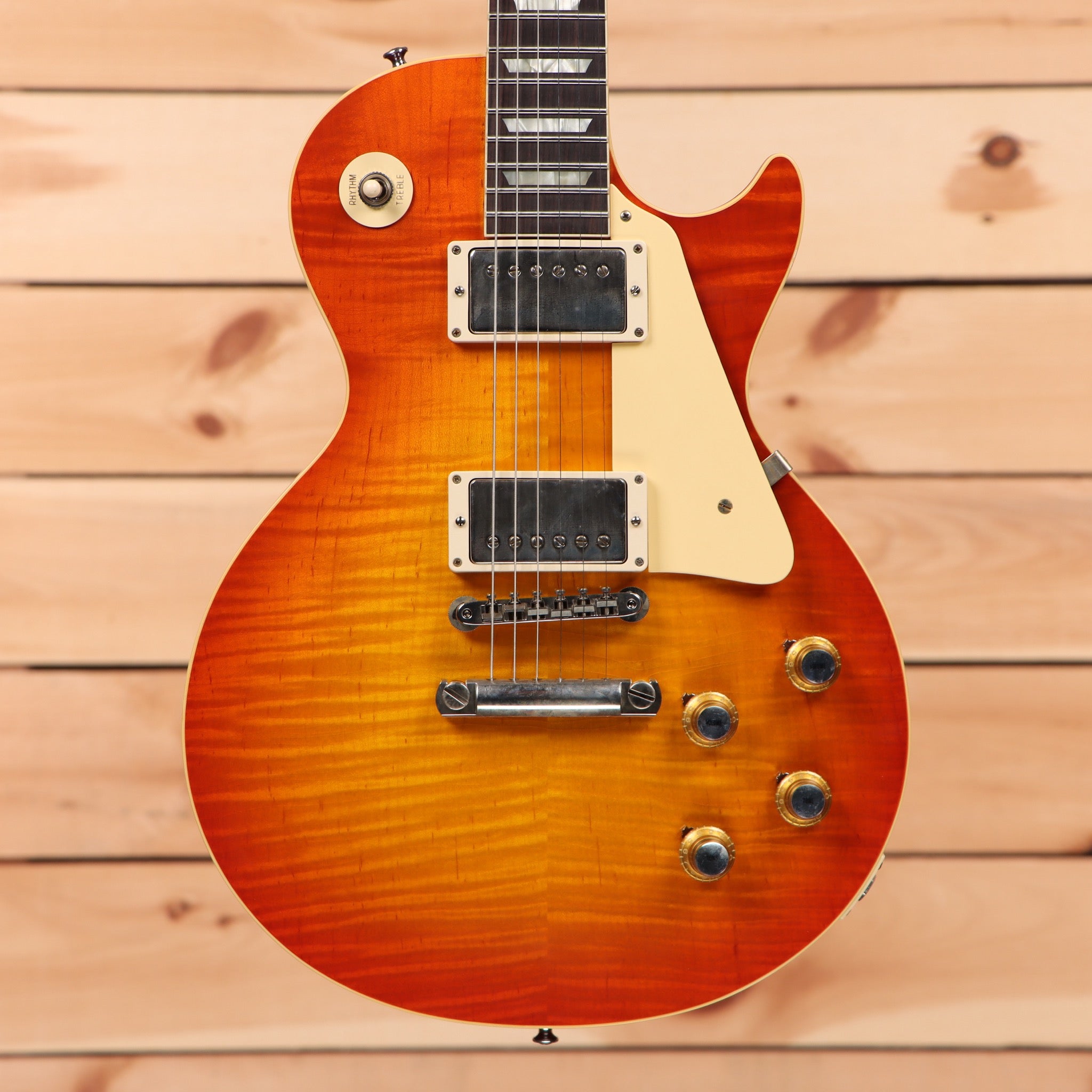 1960 Gibson Les Paul Standard Reissue Ultra Light Aged Orange Lemon Fade electric guitar with dual humbuckers