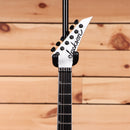 Jackson Pro Plus Series Soloist SLA3 electric guitar Snow White with pointed headstock and black hardware