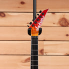 Jackson Pro Plus Series Dinky DKAQ electric guitar Firestorm finish with pointed headstock and black hardware