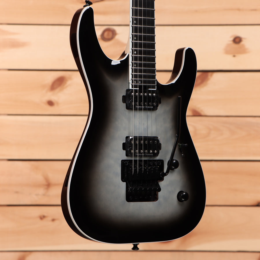 Jackson Pro Plus Series Dinky DKAQ electric guitar Ghost Burst with dual humbuckers and Floyd Rose tremolo