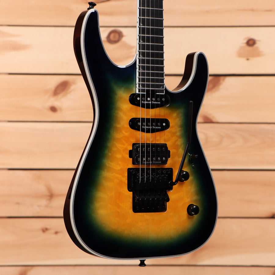 Jackson Pro Plus Series Soloist SLA3Q electric guitar Amber Blue Burst with humbucker pickups