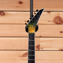 Jackson Pro Plus Series Soloist SLA3Q electric guitar Amber Blue Burst with pointed headstock and maple neck