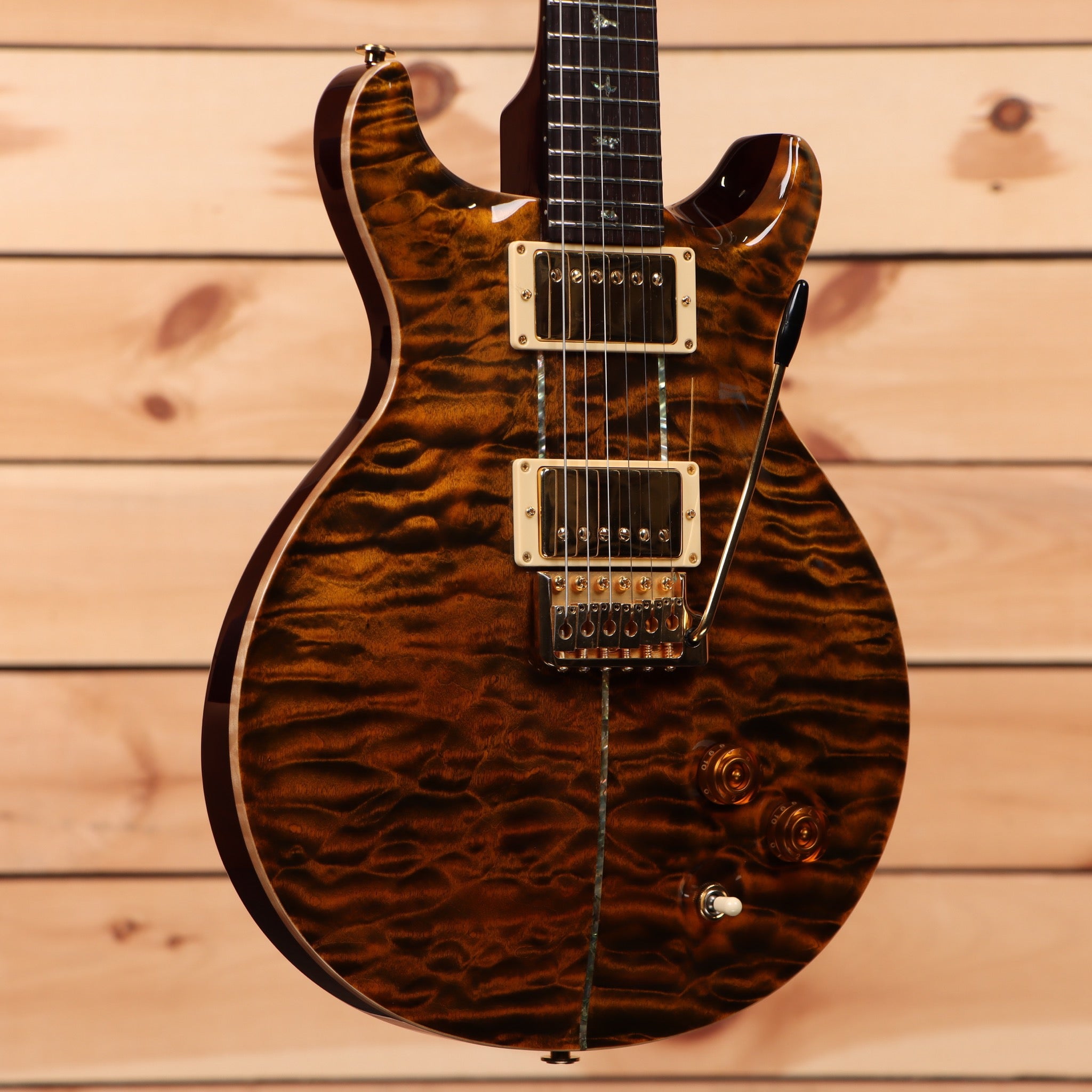 Paul Reed Smith Private Stock 203 Santana electric guitar Tiger Eye semi-hollow body with dual humbuckers and gold hardware