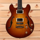 Eastman T184MX semi-hollow electric guitar Goldburst with dual humbucker pickups and f-holes