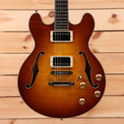 Eastman T184MX semi-hollow electric guitar Goldburst with dual humbucker pickups and f-holes