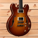 Eastman T184MX semi-hollow electric guitar Goldburst finish with dual humbuckers and f-holes