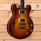 Eastman T184MX semi-hollow electric guitar Goldburst finish with dual humbuckers and f-holes