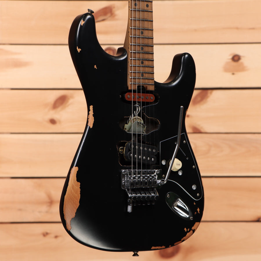 EVH Frankenstein Relic Series black electric Stratocaster with Floyd Rose tremolo bridge