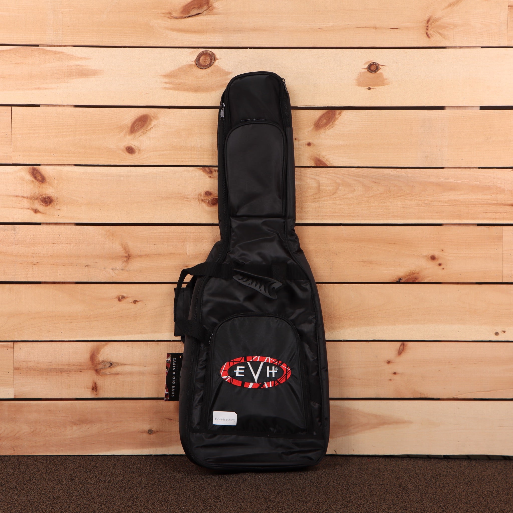 EVH Frankenstein Relic Series electric guitar gig bag with iconic red and white striped logo design