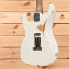 EVH Frankenstein Relic Series white electric guitar with heavily relic'd finish and single-coil pickups