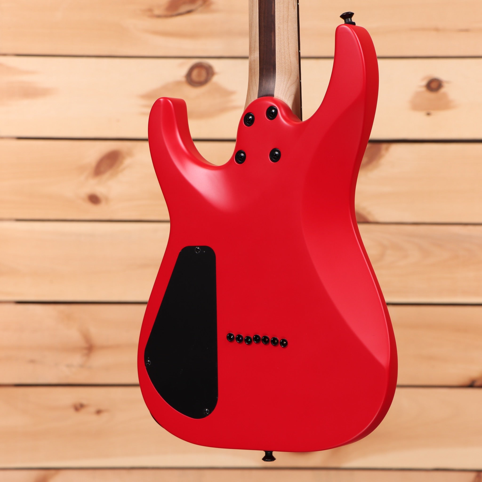 Jackson Pro Plus Series Dinky MDK7 HT electric guitar satin red with black bevels and dual humbuckers
