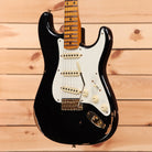 Fender Custom Shop Limited 1957 Stratocaster Relic electric guitar Aged Black with white pickguard and single-coil pickups