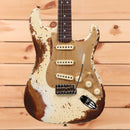 Fender Custom Shop Limited Roasted Bighead Stratocaster electric guitar Olympic White heavy relic with single-coil pickups