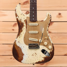 Fender Custom Shop Limited Roasted Bighead Stratocaster electric guitar Olympic White heavy relic with single-coil pickups
