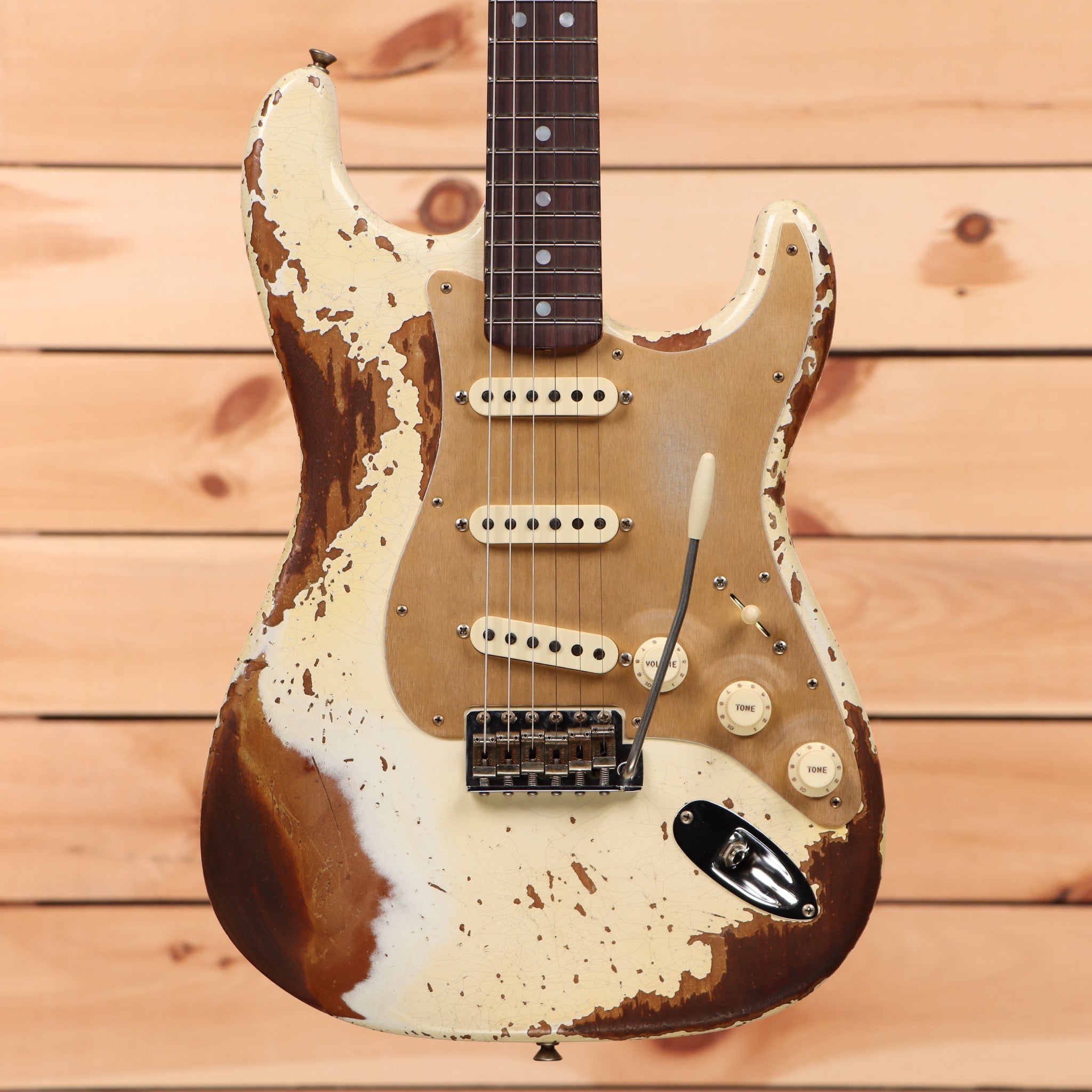 Fender Custom Shop Limited Roasted Bighead Stratocaster electric guitar Olympic White heavy relic with single-coil pickups