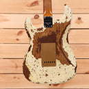Fender Custom Shop Limited Roasted Bighead Stratocaster electric guitar super heavy relic aged Olympic White with gold anodized pickguard