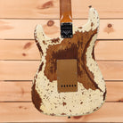 Fender Custom Shop Limited Roasted Bighead Stratocaster electric guitar super heavy relic aged Olympic White with gold anodized pickguard