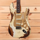Fender Custom Shop Limited Roasted Bighead Stratocaster super heavy relic electric guitar aged Olympic White with single-coil pickups