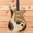 Fender Custom Shop Limited Roasted Bighead Stratocaster super heavy relic aged Olympic White electric guitar with three single-coil pickups
