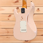 Fender Custom Shop Limited 1959 Stratocaster electric guitar heavy relic super faded aged shell pink with single-coil pickups