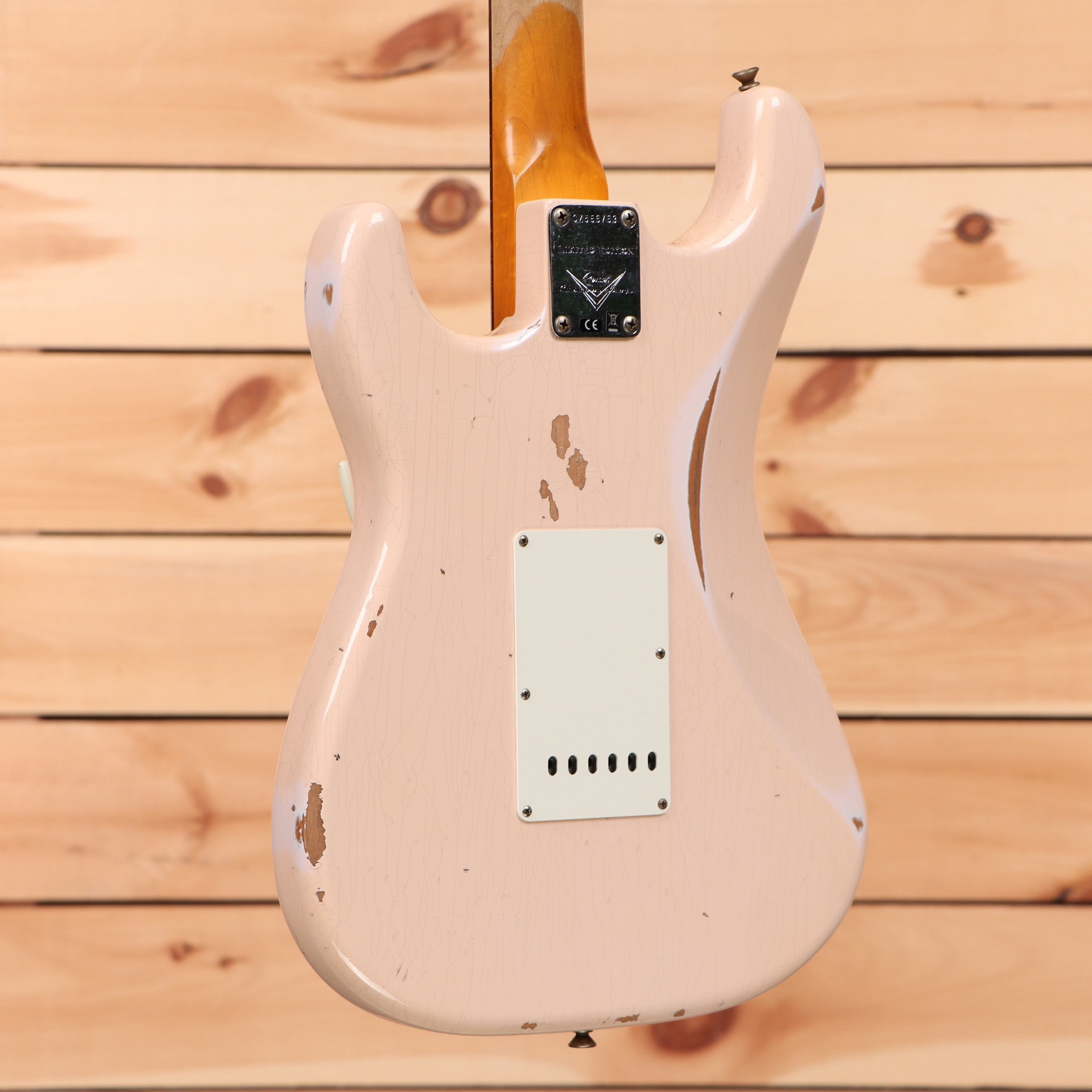 Fender Custom Shop 1959 Stratocaster electric guitar heavy relic super faded aged shell pink with white pickguard