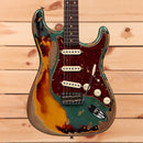 Fender Custom Shop Limited Roasted 1961 Stratocaster electric guitar Sherwood Green Metallic heavy relic with three-color sunburst and single-coil pickups