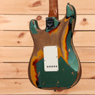 Fender Custom Shop Limited 1961 Stratocaster electric guitar Sherwood Green Metallic with heavy relic finish and white pickguard