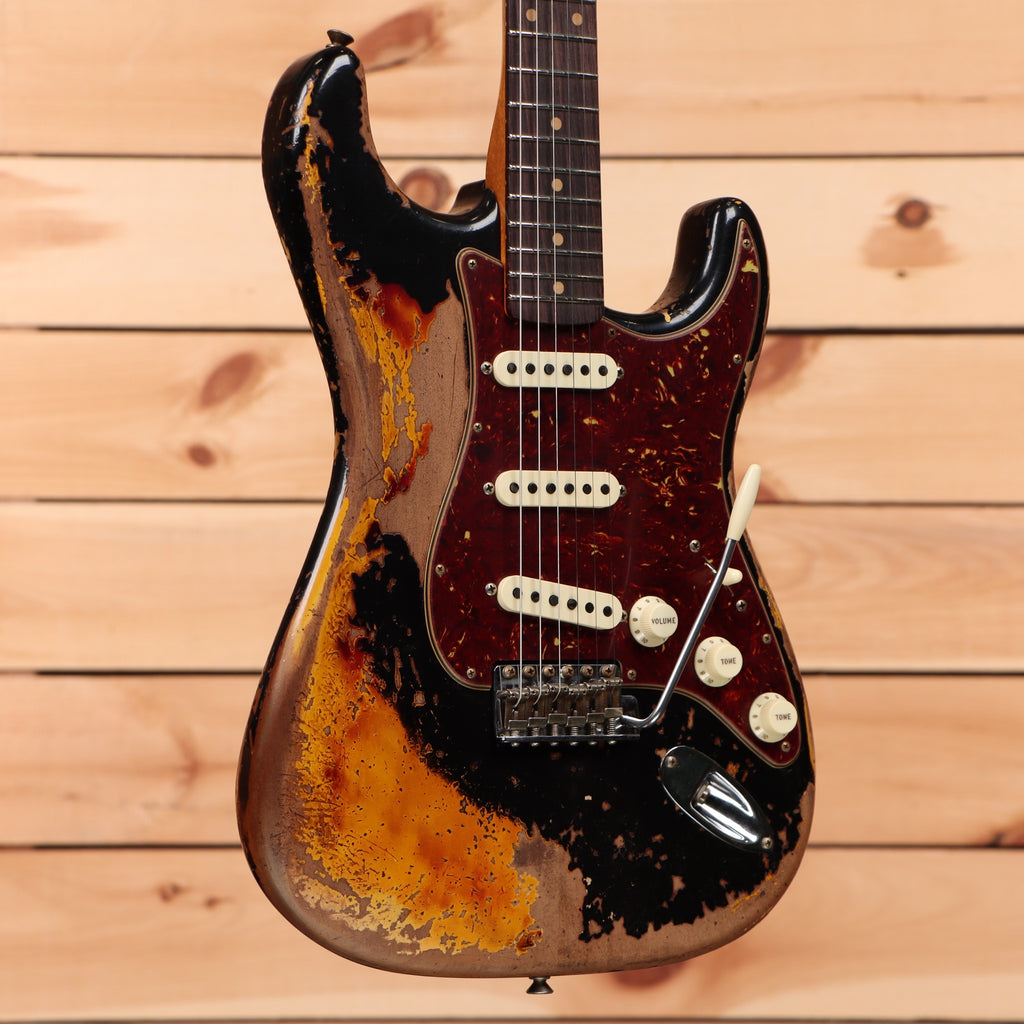 Fender Custom Shop Limited Roasted 1961 Stratocaster Super Heavy Relic - Aged Black over 3 Color Sunburst
