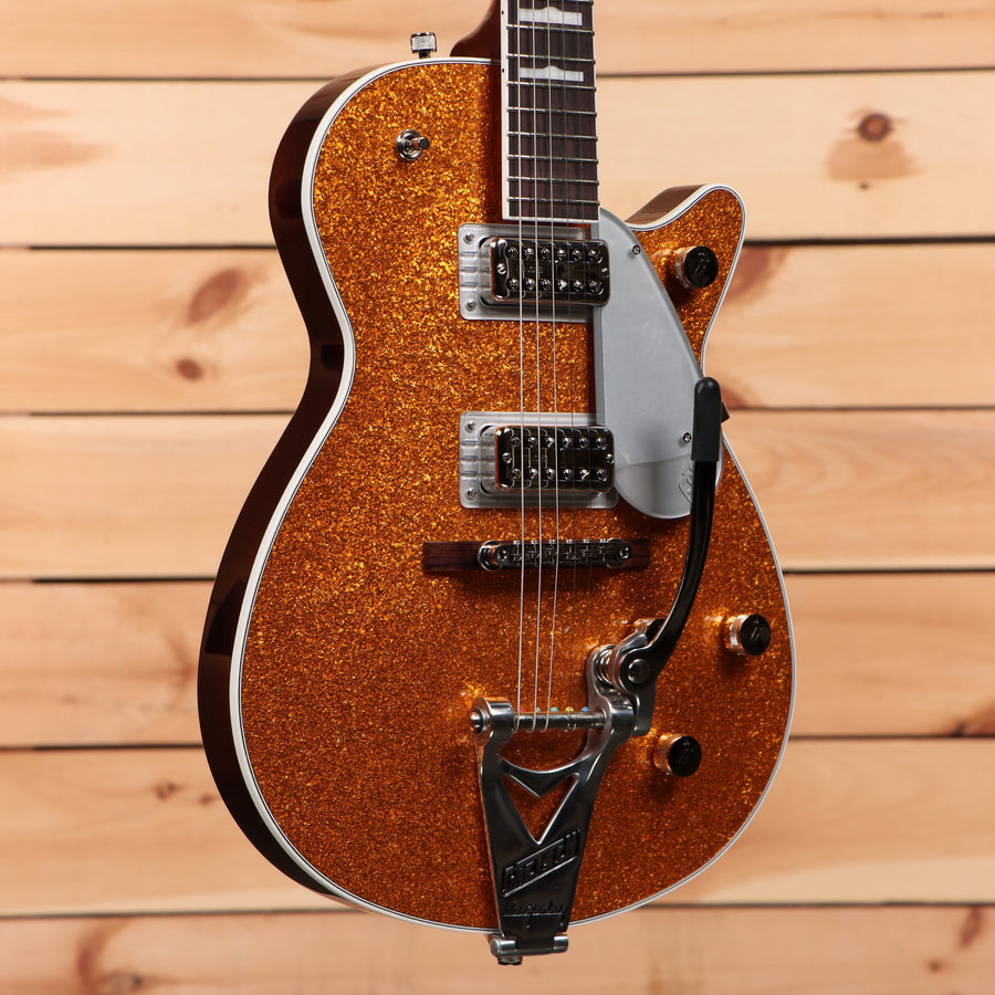 Gretsch G6129T89 Vintage Select 89 Sparkle Jet semi-hollow electric guitar Gold Sparkle with Bigsby tremolo
