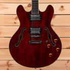 Eastman T186MX semi-hollow electric guitar burgundy with f-holes and gold hardware