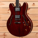 Eastman T186MX semi-hollow electric guitar Classic Red with dual humbuckers and f-holes