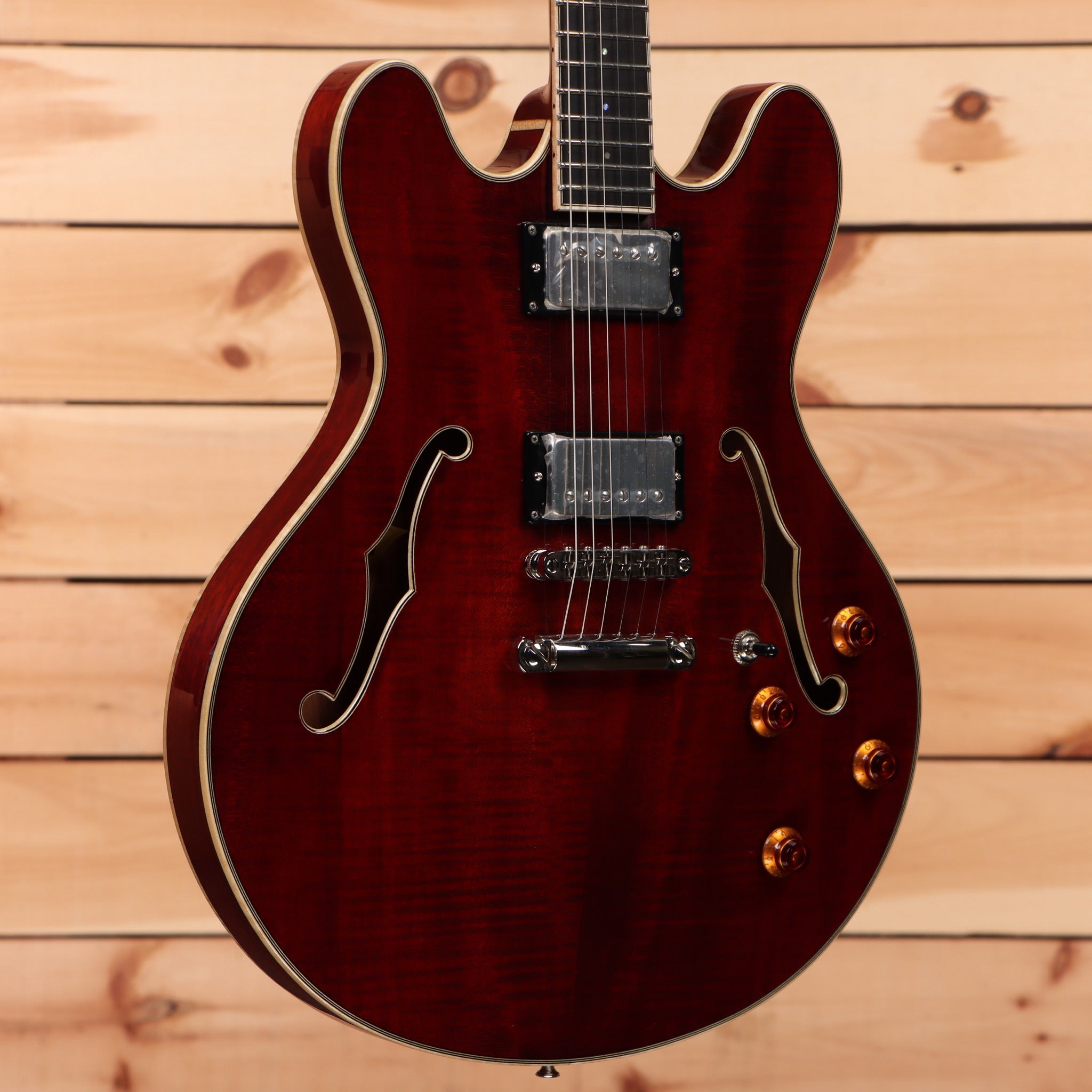 Eastman T186MX semi-hollow electric guitar classic red with f-holes and dual humbuckers