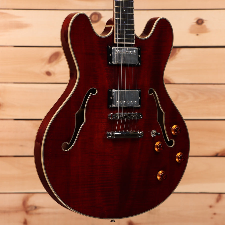 Eastman T186MX semi-hollow electric guitar classic red with f-holes and dual humbuckers