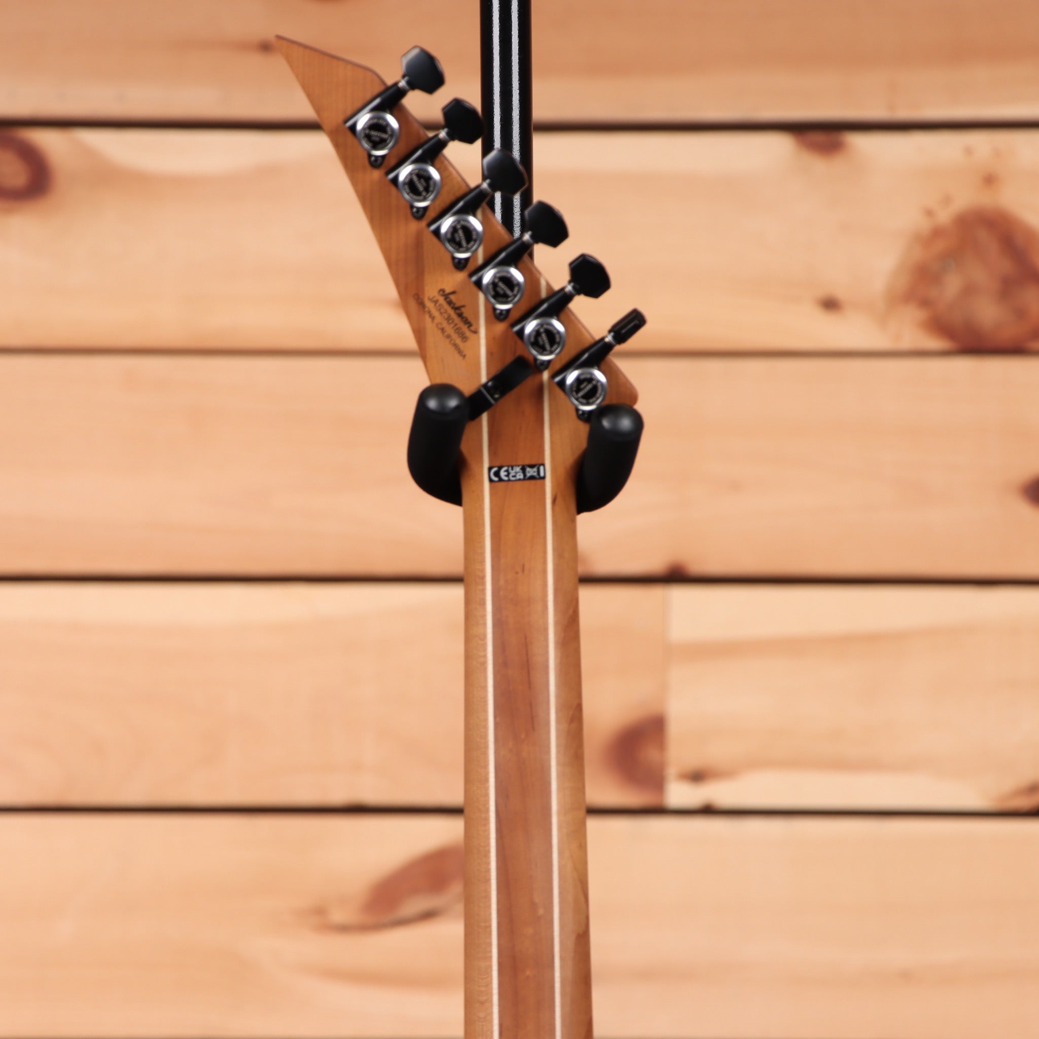Jackson American Series Virtuoso electric guitar Ocean finish with six-on-a-side headstock and chrome tuners