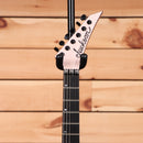 Jackson American Series Virtuoso electric guitar Satin Shell Pink with pointed headstock and black hardware