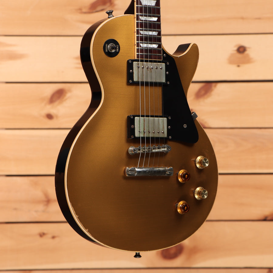 Gibson Inspired By Joe Bonamassa Aged Les Paul Goldtop electric guitar with dual humbuckers and gold hardware