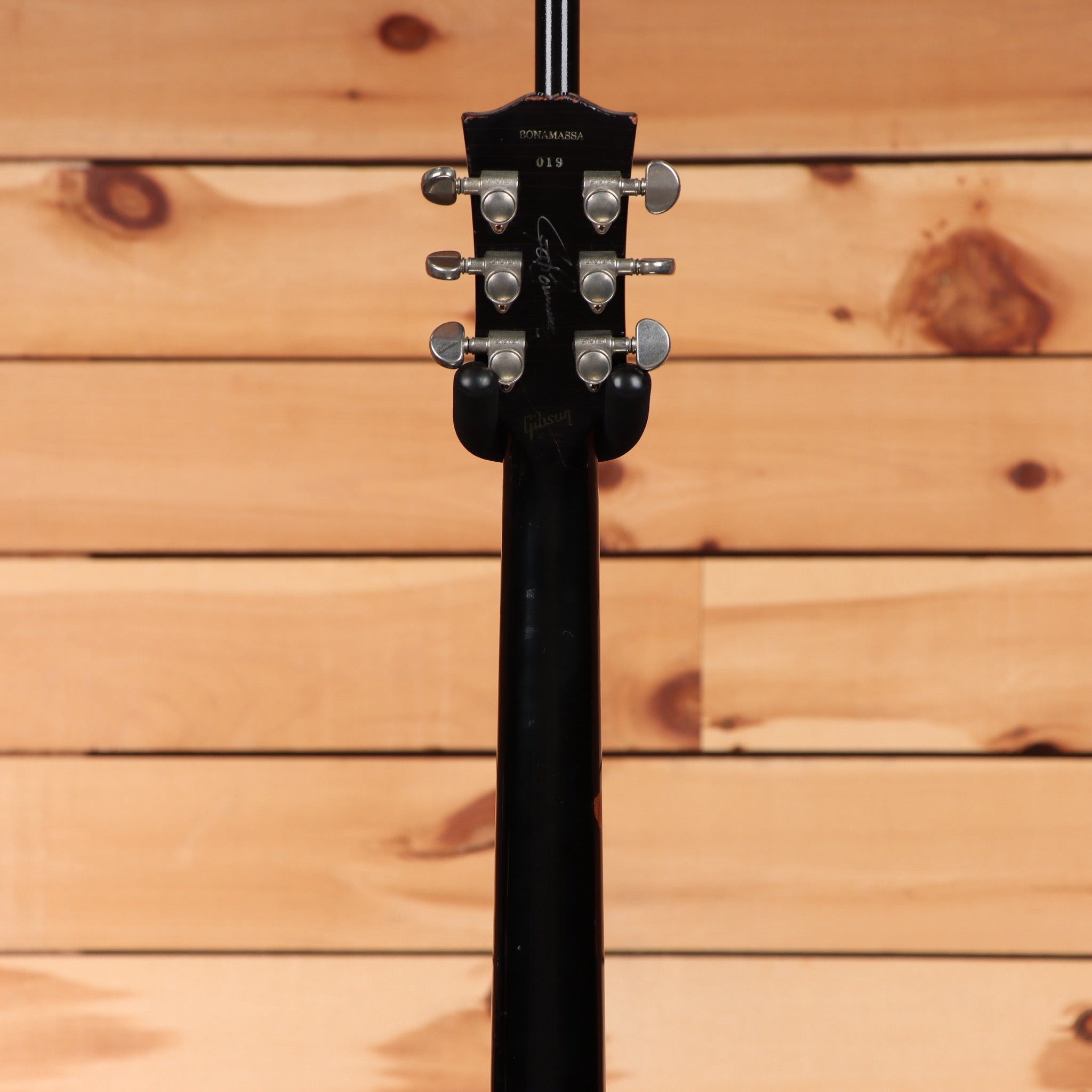 Gibson Inspired By Joe Bonamassa Aged Les Paul Goldtop electric guitar back of headstock with Grover tuners
