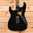 EVH Frankenstein Relic Series black electric Stratocaster with heavy relic finish and exposed wood wear