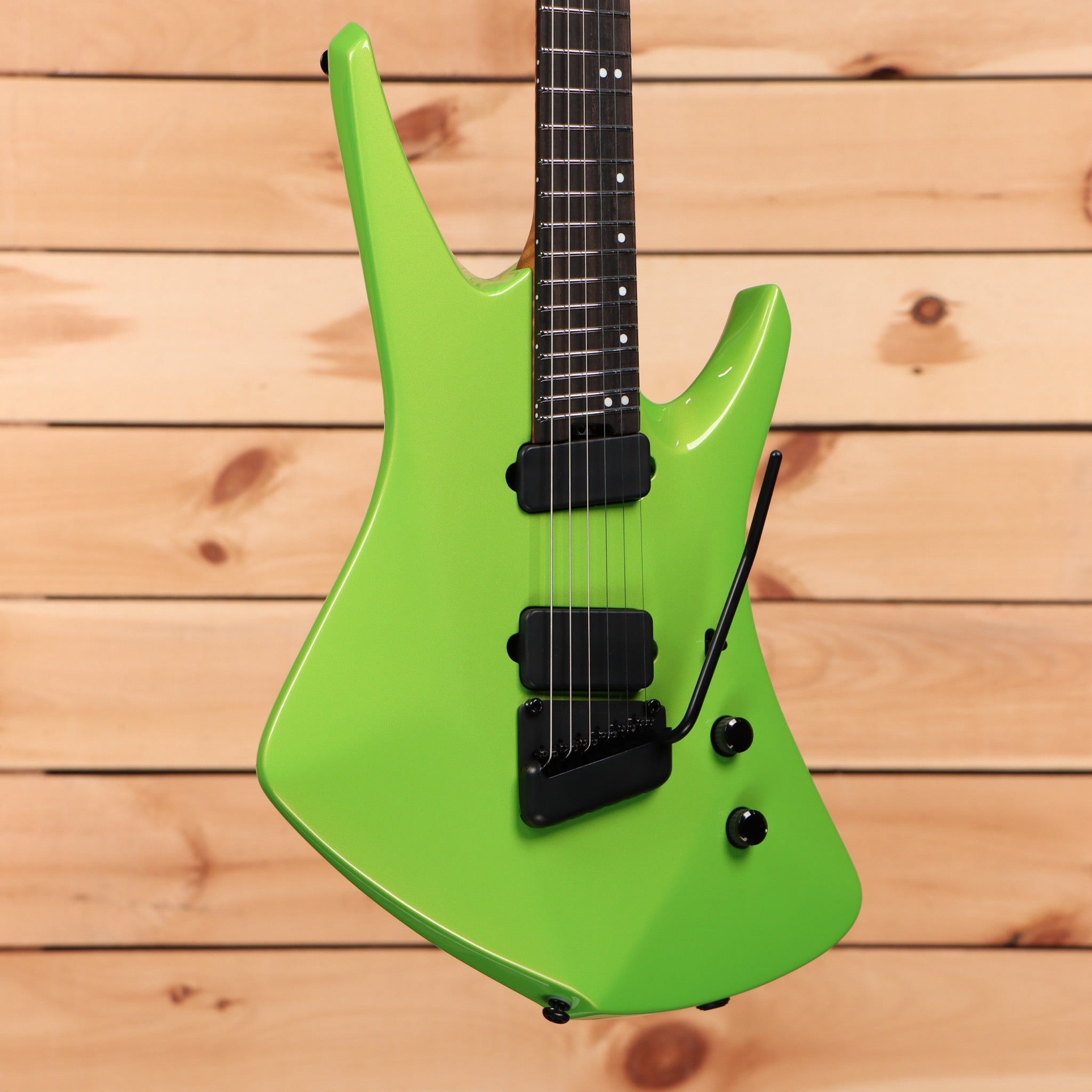Ernie Ball Music Man Kaizen 6 electric guitar Kryptonite with dual humbucker pickups and modern angular body shape